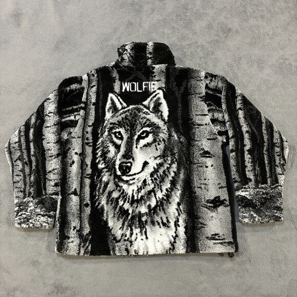 Black Mountain Black White Full Zip Fleece Sweater Jacket Men's Size Medium - Picture 2 of 10